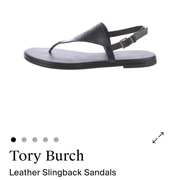 Tory Burch Black Leather Thong Sandals - Picture 3 of 3